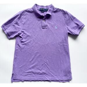 Boy's Polo Ralph Lauren Lavender Polo Shirt with Teal Pony Logo Size M 10-12